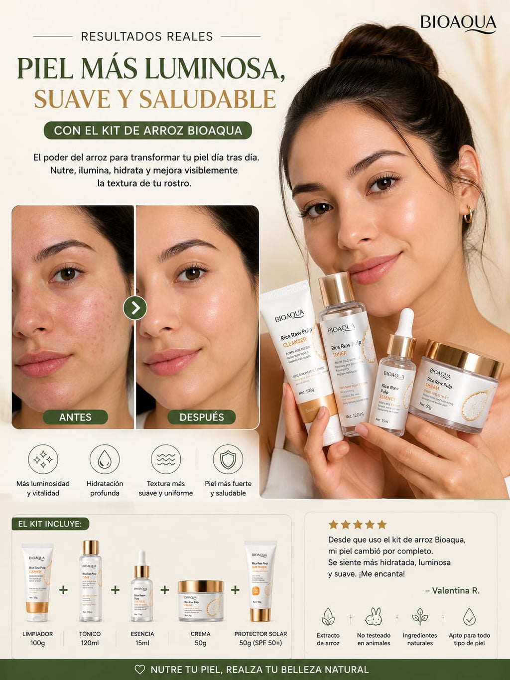 KIT DE LIMPIEZA FACIAL BIOAQUA DE ARROZ