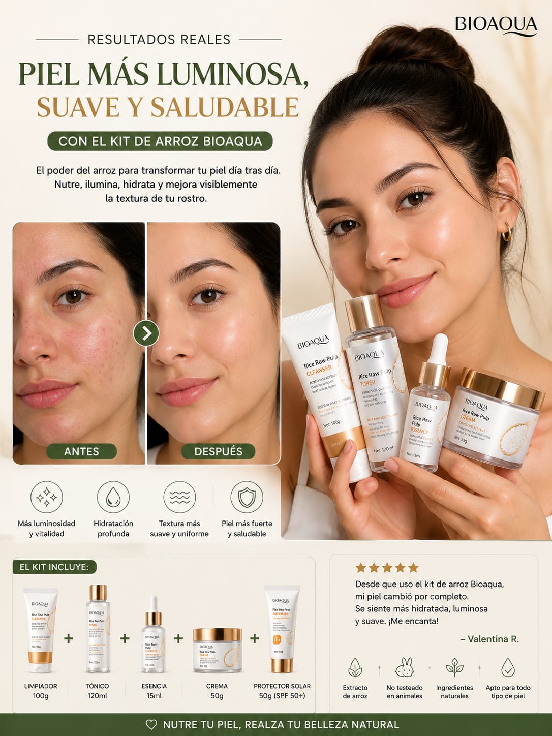 KIT DE LIMPIEZA FACIAL BIOAQUA DE ARROZ