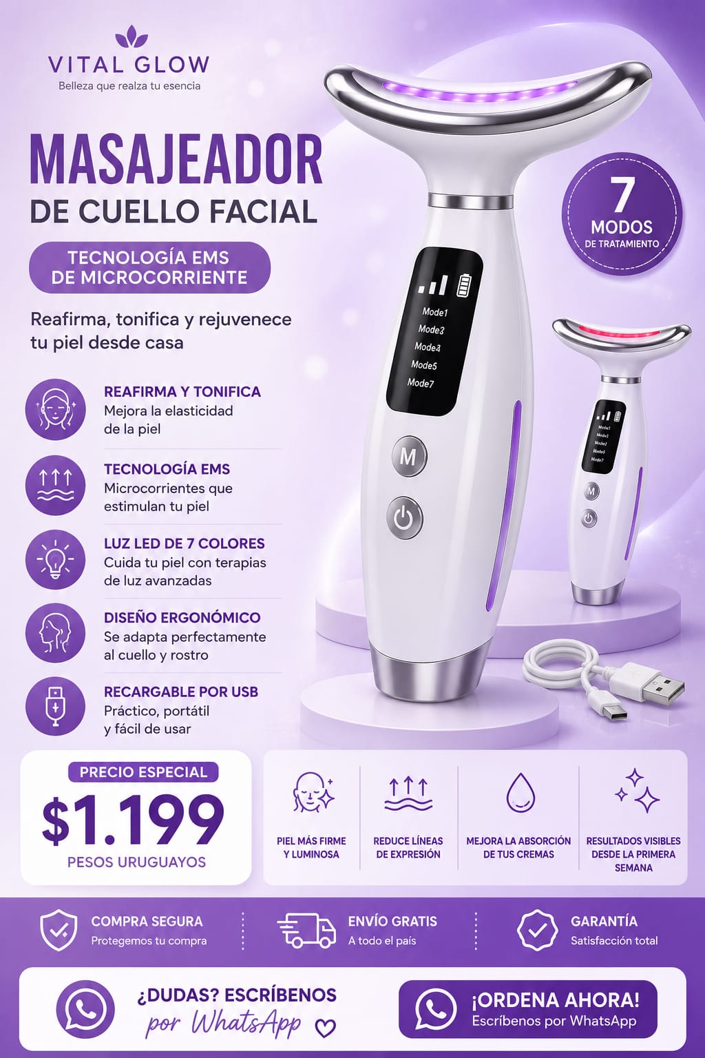 MASAJEADOR FACIAL LED