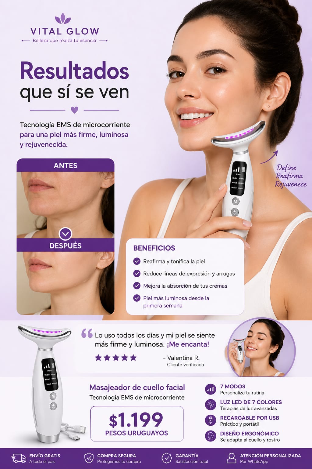 MASAJEADOR FACIAL LED