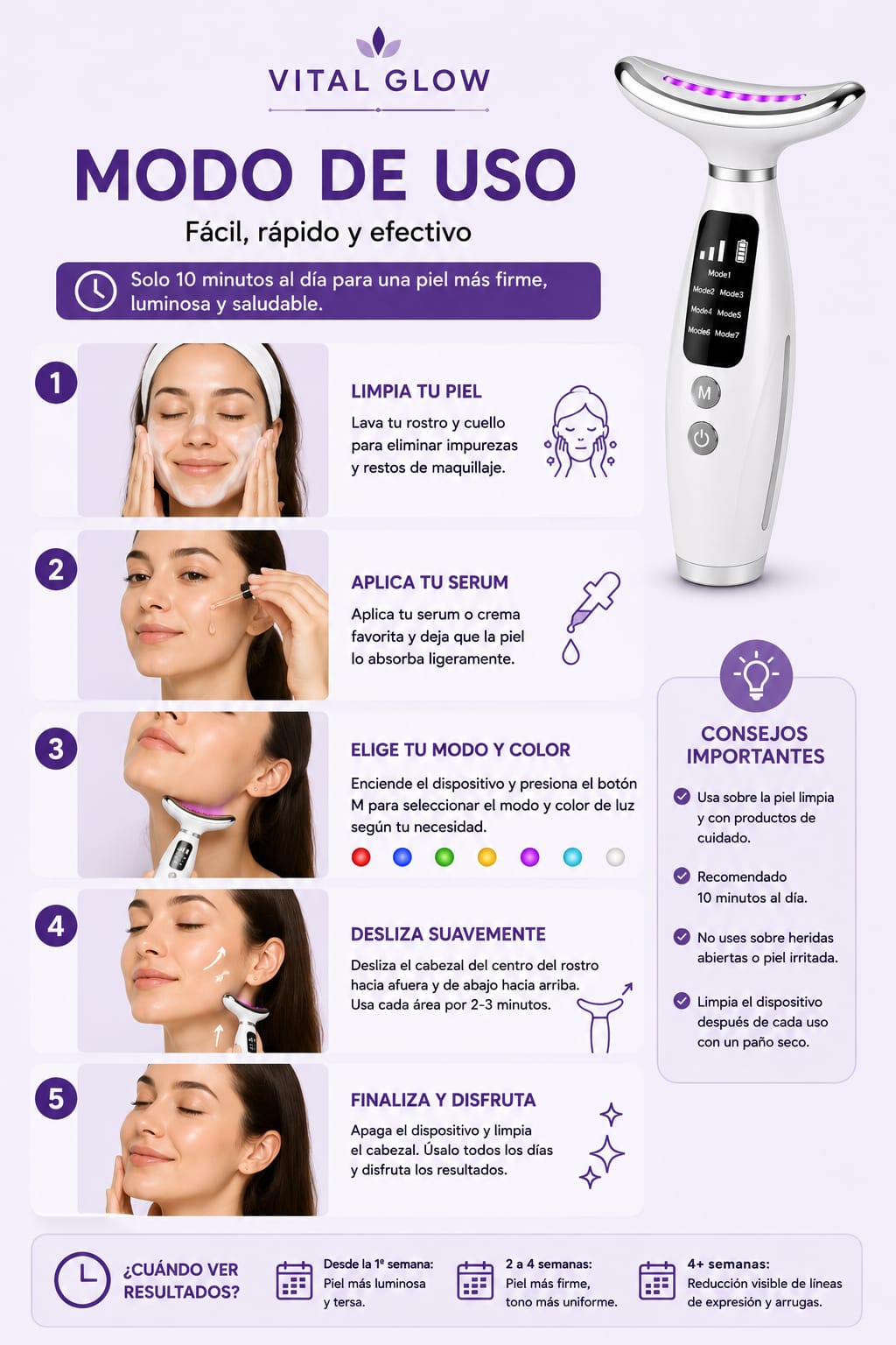 MASAJEADOR FACIAL LED